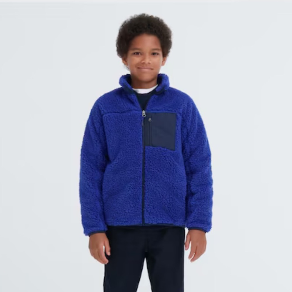 Uniqlo boys size 11-12 fleece sweater navy blue